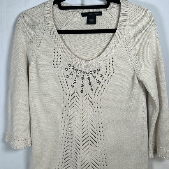 Chico's Cream Knit Sweater with Embellishments SIZE(M) - Picture 2 of 5